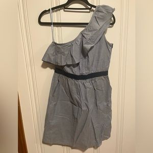 One shoulder chambray dress